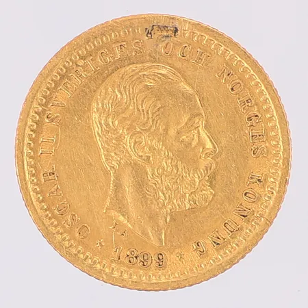Mynt Oscar II Ø16mm år 1899, 5 kronor, 21,6K Vikt: 2,2 g