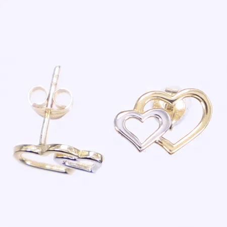 Ett par örhängen i form av hjärtan, tvåfärgade, 12x6mm, 9K Vikt: 0,8 g