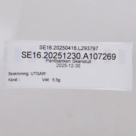 UTGÅR! Vikt: 5,5 g