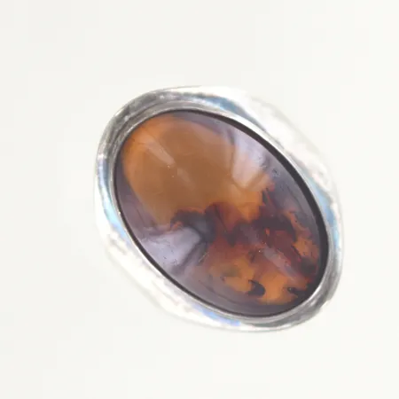 Ring med bärnsten, Ø 19½ mm, höjd 24 mm, silver 925/1000 Vikt: 4,9 g