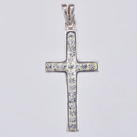 Hänge med vita stenar, längd ca 45mm bredd ca 16mm, silver Vikt: 2,4 g