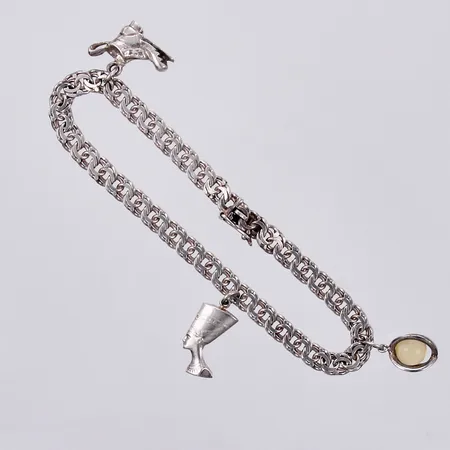 Armband Bismarck med berlock, längd: ca 19cm, bredd: ca 5mm, E.S. Diamant AB, silver, 835/1000 Vikt: 12,7 g
