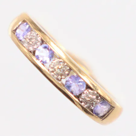 Ring, Ø18mm, blå och vita stenar, 9k Vikt: 2,6 g