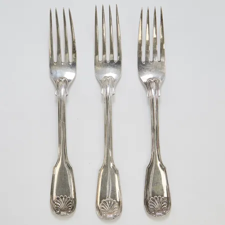 Tre matgafflar, Möllenborg Gustaf, Stockholm, år 1900, 1901 & 1908, 830/1000 silver Vikt: 246,1 g