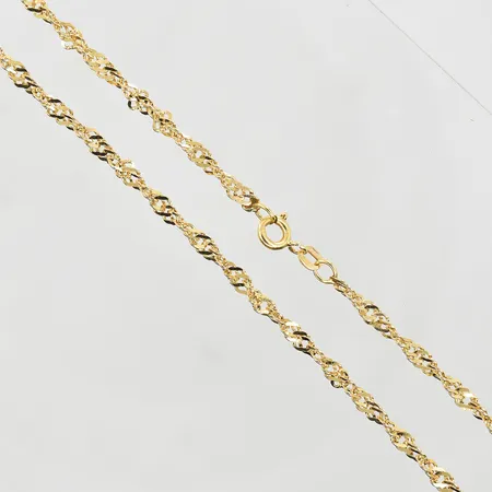 Kedja Singapore, längd 40 cm, bredd 3 mm, trögt lås, 18K. Vikt: 6,6 g