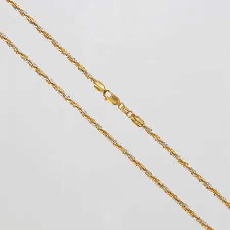 Kedja, längd ca 42,5cm, bredd 3,5mm, tvåfärgad, 18K Vikt: 11,6 g