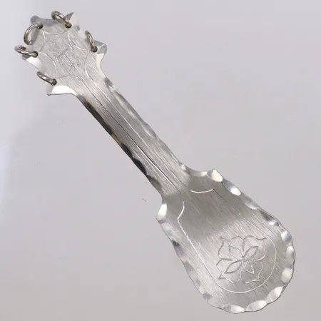 Sked, längd 10cm, handarbete, AL, år 1983, Lapplandstenn