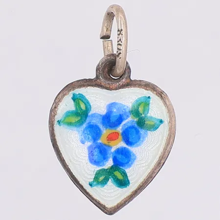 Hänge hjärta med blomma i emalj, 16mm, 830/1000 silver Vikt: 0,7 g