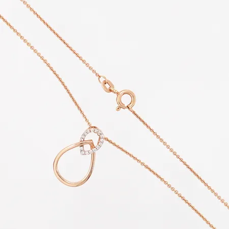 Kedja Ankar med hänge, 45cm, bredd: 1mm, hänge: 20mm, 16 diamanter totalt 0,09ct, med certifikat, 14K Vikt: 3,1 g