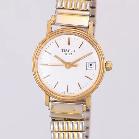 Damur Tissot Ø22mm, 14K quartz, står still, med flexband, defekt, nästan av Vikt: 0 g