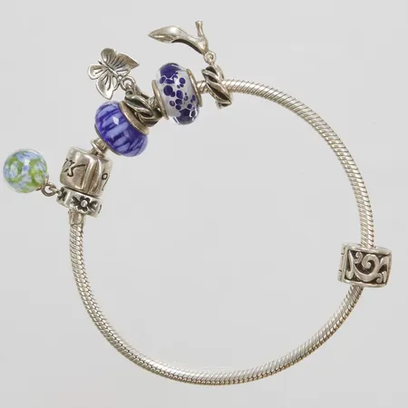 Armband med berlocker, Rado, längd ca 19cm, öppningsbart, 925/1000 silver Vikt: 33 g