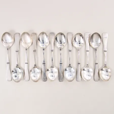 Kaffeskedar 12st, modell Uppsala, längd: 11cm, MGAB, silver 830/1000 Vikt: 161,5 g