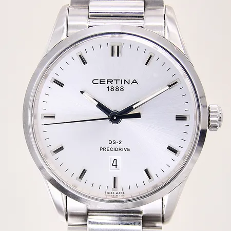 Herrur Certina DS-2 Precidrive, stål, quartz, ref-nr: C024410A, Ø40mm, safirglas, datum, originallänk i stål, en extralänkdel, behov av batteribyte, smärre repor på länk, box, inga övriga tillbehör