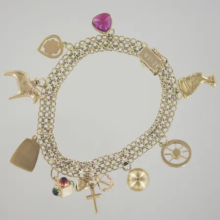 Armband med berlocker X-länk, längd 19,5 cm, bredd 7,5 mm, 18K Vikt: 18,7 g