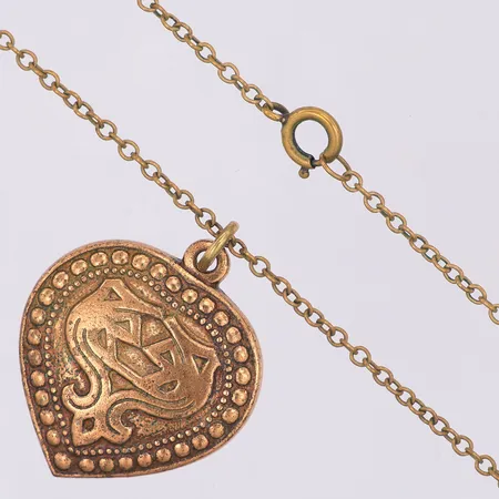 Hänge hjärta Kalevala 34mm på kedja Ankar 62cm, brons