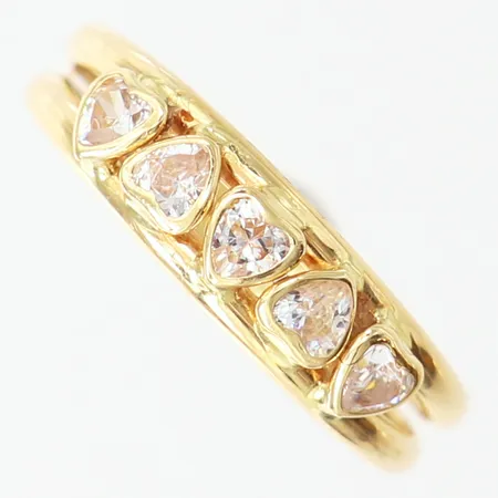 Ring med vita stenar, stl 17¼, bredd ca 2,5-5mm, Guldfynd, 18K Vikt: 1,1 g