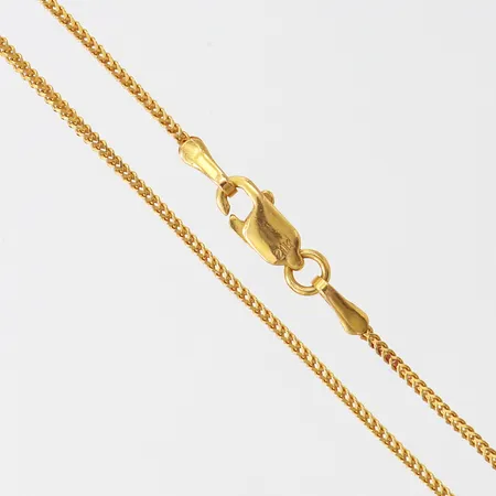 Kedja rävsvans, längd 50cm, bredd 1mm, 21K. Vikt: 3 g