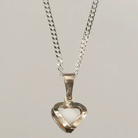 Kedja Pansar, längd 49,5cm, bredd 1,3mm, hänge hjärta, imitationssten, längd 14mm, bredd 8,9mm, silver 925/1000 Vikt: 3,8 g