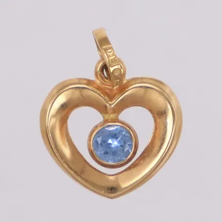 Hänge med ljusblå sten, längd 18mm, 18K Vikt: 1 g