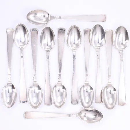 12 Kaffeskedar, Rosenholm, design Jacob Ängman 1934 för GAB, dessa exemplar 1959-1968, repor, silver 830/1000 Vikt: 190,8 g