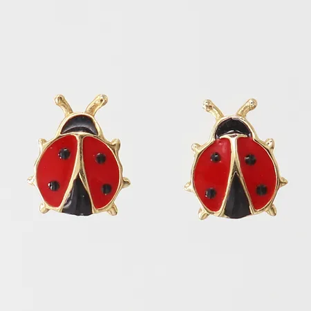 Ett par örhängen nyckelpiga, Ø7mm, 14K. Vikt: 1,4 g