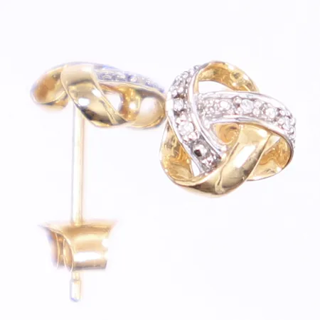 Ett par örhängen, delvis med diamanter, Ø8mm, 18K Vikt: 1,8 g