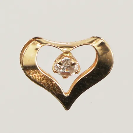 Hänge hjärta, vit sten, längd 9,6mm, bredd 11,2mm, GHA, 18K Vikt: 0,4 g