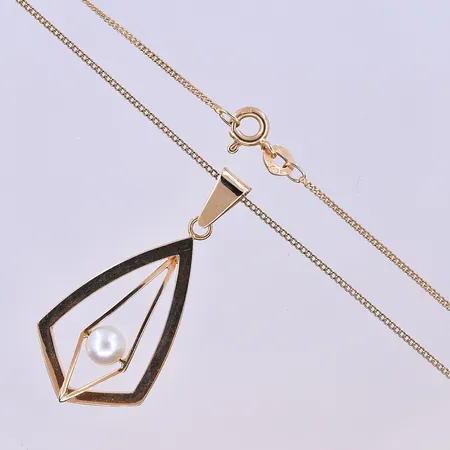 Kedja Pansar med hänge, längd på kedja 44 cm och bredd 1 mm, längd på hänget 38 mm och bredd 18 mm, 18K. Vikt: 4,1 g