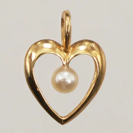 Hänge, hjärta med pärla, längd 15mm, bredd 10,7mm, 18K Vikt: 0,7 g