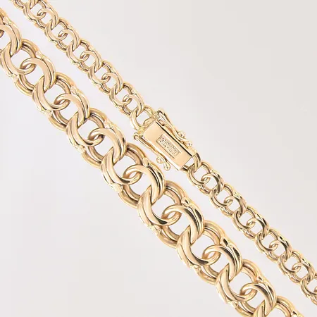 Collier doserad Bismarck, längd 45,5cm, bredd 3,9-8,6mm, GFAB, 18K Vikt: 29,4 g