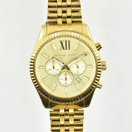 Herrur Michael Kors Lexington, boett Ø45 mm, quartz, kronograf, datum, MK-8281, stål, behov av batteribyte, inga tillbehör.