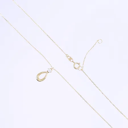Halskedja med hänge med vit sten, längd 43cm, bredd 1mm, hängets höjd 12mm, 18K Vikt: 1,2 g