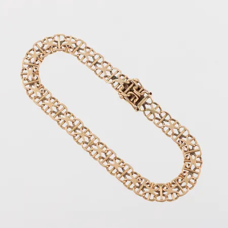 Collier x-länk med stav,ABD Falkenberg, längd ca 20 cm, bredd 7.7 mm, 18k. Vikt: 12,9 g