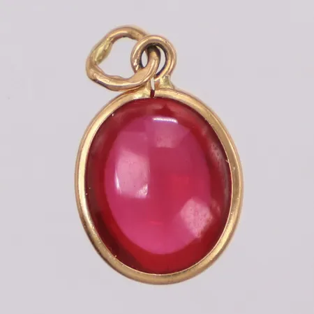 Hänge med röd sten, 19x11mm, 18K Vikt: 1,5 g