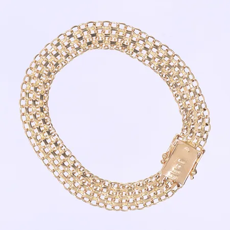Armband X-länk, 19cm, bredd 10mm, svenska stämplar, 18K Vikt: 12,5 g