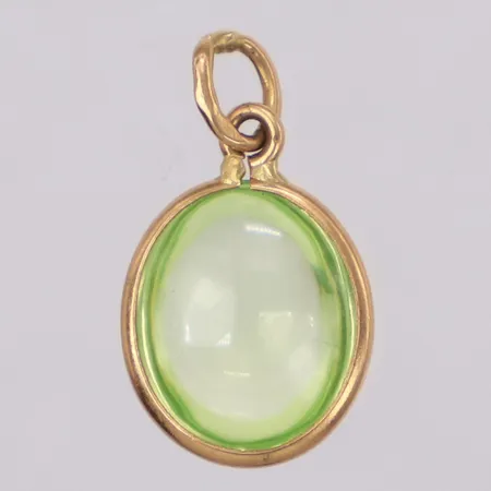 Hänge med grön sten, 20x11mm, 18K Vikt: 1,4 g