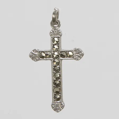Hänge, markasiter, kors, längd inkl ögla 30,5mm, bredd 15,7mm, 925/1000 Vikt: 1,5 g