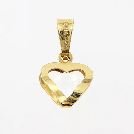 Hänge, hjärta, sten, 15x9mm, 18K. Vikt: 0,6 g