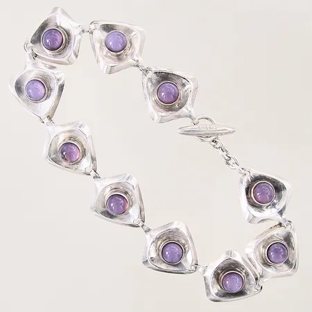 Armband med lila stenar, längd: 21cm, bredd: 16mm, silver 925/1000 Vikt: 18,8 g