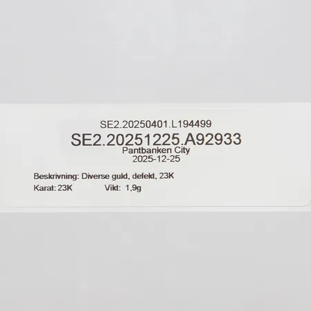 Diverse guld, defekt, 23K Vikt: 1,9 g