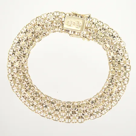 Armband X-länk med stav, längd 19 cm, bredd 1 cm, 18K Vikt: 14,8 g