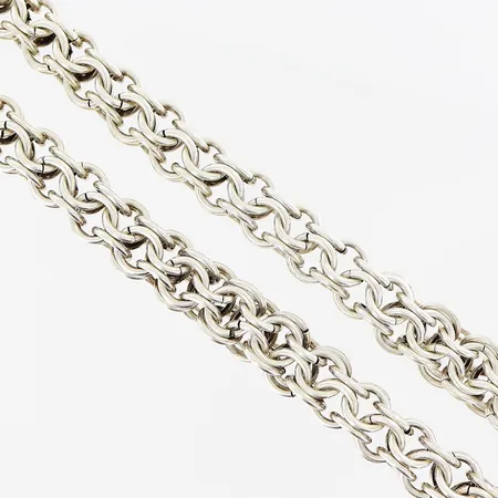 Kedja Kejsarlänk, ca 60cm (länkad utan lås/öppning), bredd 9mm, ostämplad, silver. Vikt: 161,4 g