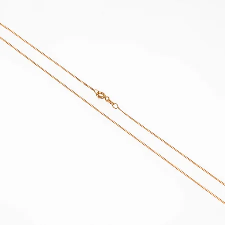 Kedja Pansar i 18K guld. Den är 43 cm lång, 0,95 mm bred och väger 1,7g. GFAB (Guldfynd), 750. Springring.