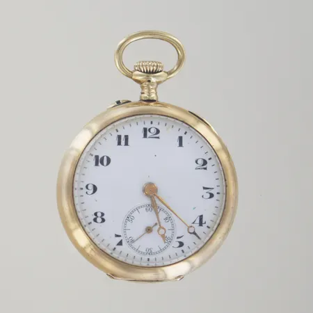 Mormorsur J Calame Robert, 1900-talet, Ø 31,5 mm, graverad, 14K