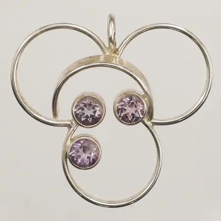 Hänge med lila stenar, Ø ca 34mm, 925/1000 silver Vikt: 7,9 g