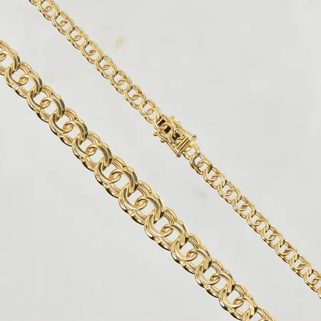 Collier Bismarck, doserad, längd 45 cm, bredd 5-10 mm, 18K. Vikt: 30,7 g