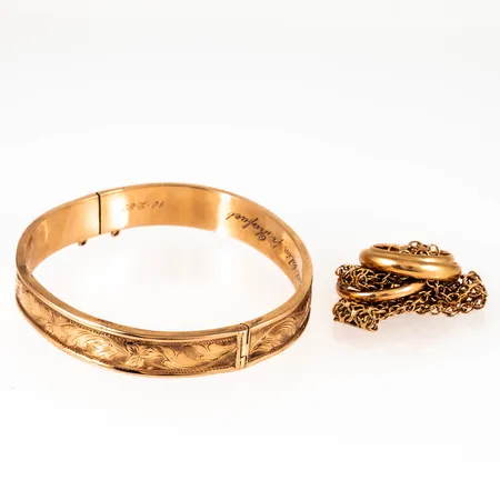 Diverse defekt/graverat guld. 16,5g i 14K och 25,0g i 18K. 