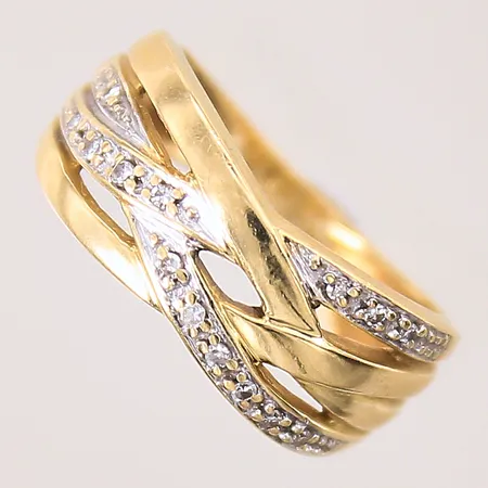 Ring med diamanter, 14xca 0,005ct, stl: 16, bredd: 2,8mm, GHA, 18K Vikt: 4,2 g