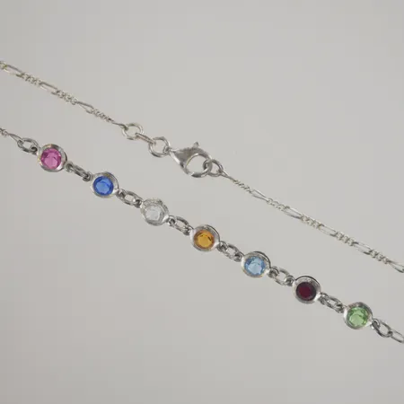 Halskedja med stenar, längd 40 cm, silver 925/1000 Vikt: 4,7 g