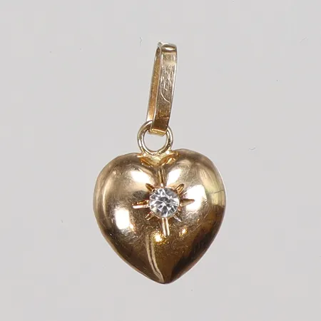 Hänge hjärta med vit sten 10x17mm 18K Vikt: 0,5 g
